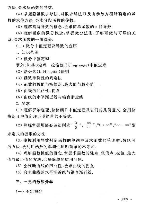 云南成考專升本數學（一）復習大綱